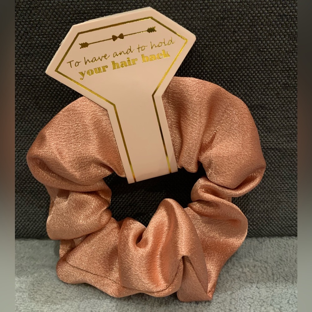 New Rose Gold Satin Scrunchies Bride Bridesmaids Bachelorette Favors Gifts Party